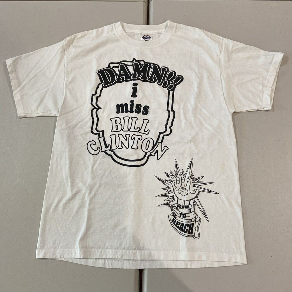 VINTAGE Damn I Miss Bill Clinton Shirt Mens L White SS T-Shirt